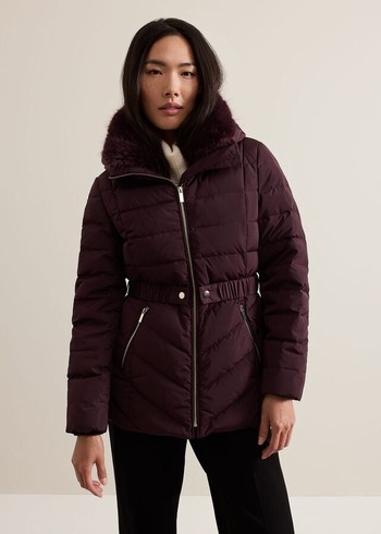 Phase Eight Bobbie Puffer Coats Dark Red Australia | RF8523764